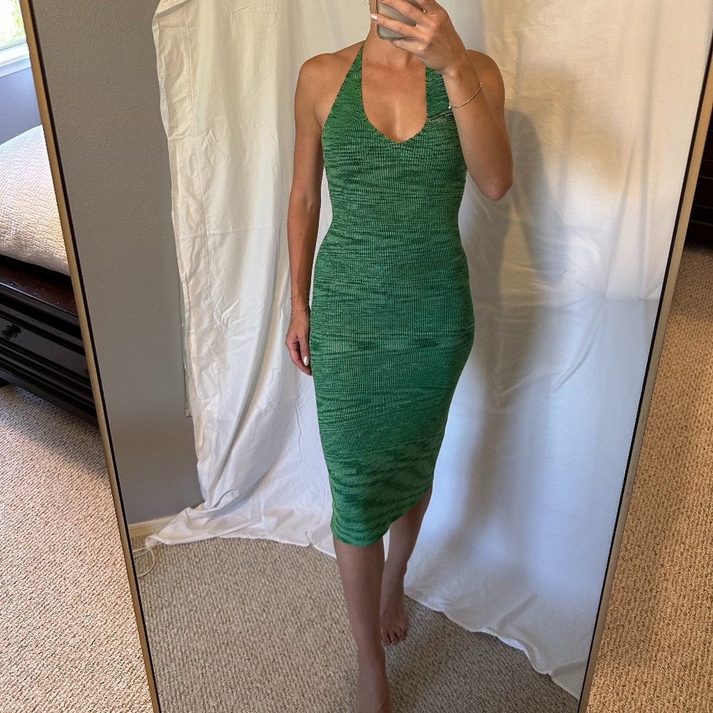 Green Halter Knit Dress